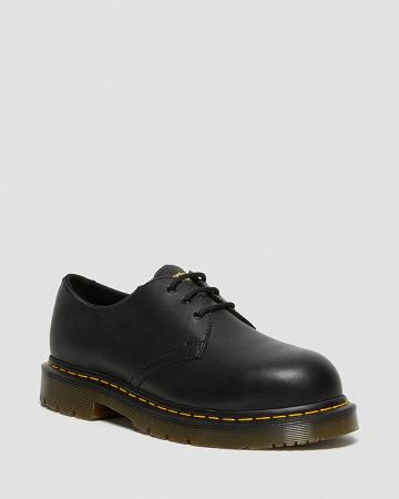 Black Women's Dr Martens 1461 Slip Resistant Steel Toe Oxfords Shoes | CA 369ILH